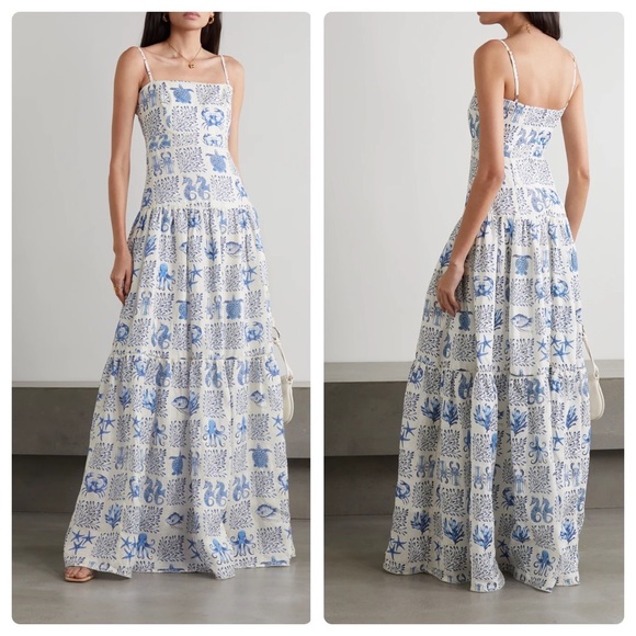 Agua by Agua Bendita Lima Tiered Printed Linen Maxi Dress - Picture 3 of 7